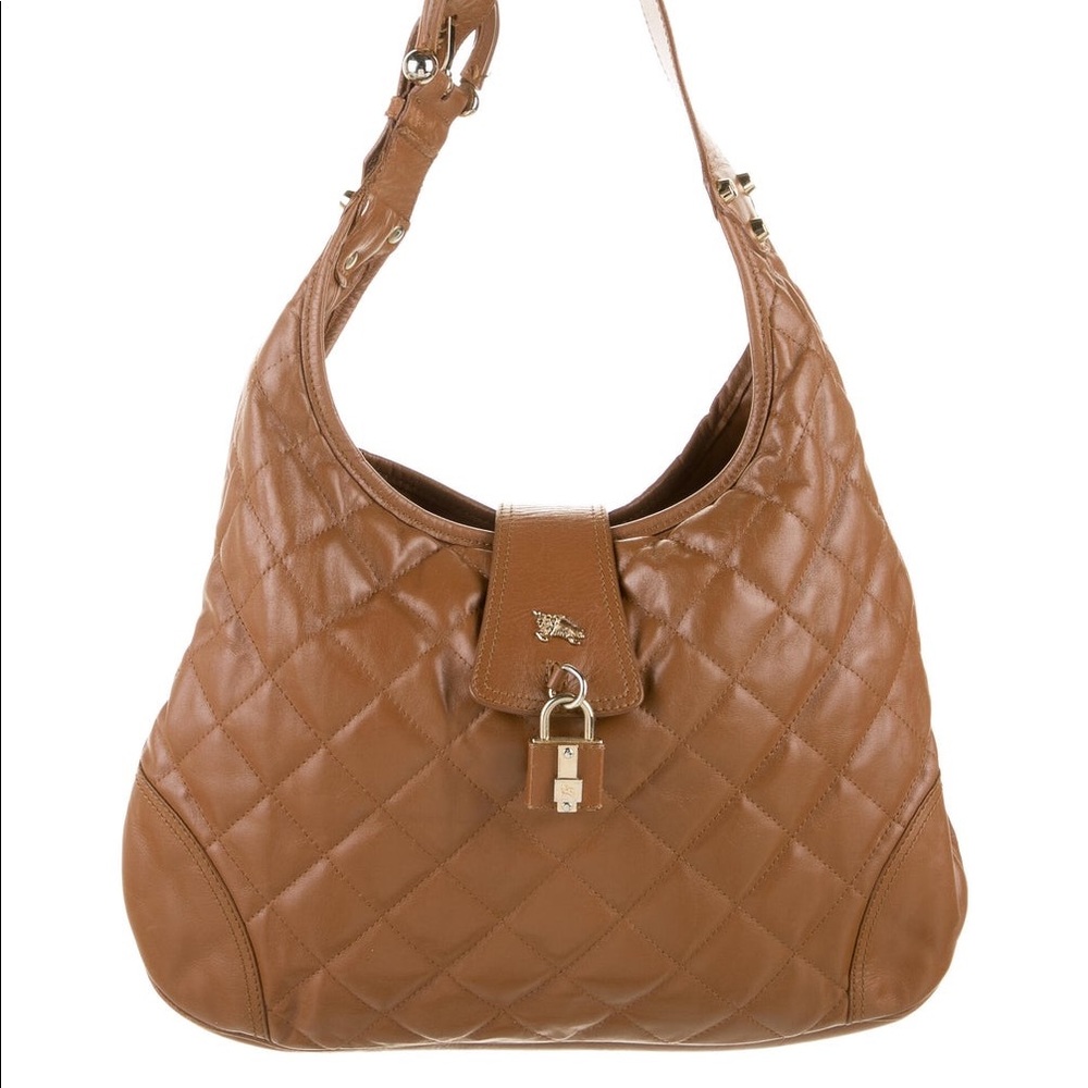 Burberry Quilted Brooke Hobo in Caramel